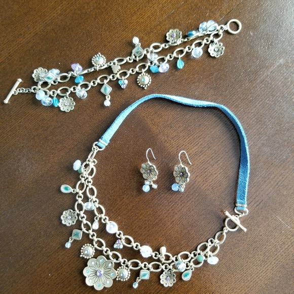 Jewelry - 3 piece teal gold jewelry set